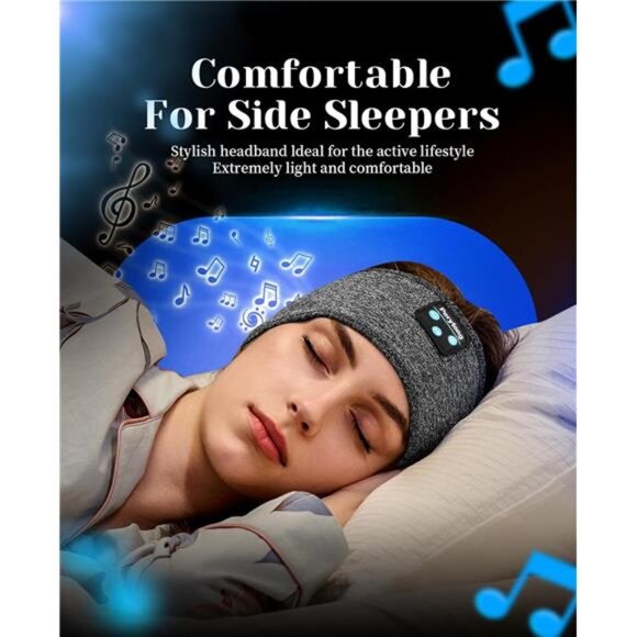 Gray Sleeping Headphones‎ Bluetooth Headband, Soft Long Time Play Headset - Picture 3 of 6